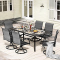 LEVELEVE 7 Piece Outdoor Patio Dining Set with 6 Swivel Dining Chairs & 1 Large Round Dining Table,Bistro Furniture Set for Lawn, Garden, Deck, Backyard and Porch