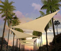 Amgo Custom Size 5' x 5' x 5' Beige Triangle Sun Shade Sail Order to Make Canopy Awning UPF50+ AGSLT, 95% UV Blockage, Water & Air Permeable, 200GSM Commercial Standard (We Customize)