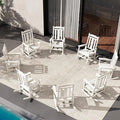 SERWALL Outdoor Rocking Chair White Set of 8, All Weather Patio Rocking Chair, HDPE Poly Rocking Chair for Adults, Heavy Duty Front Porch Rocker