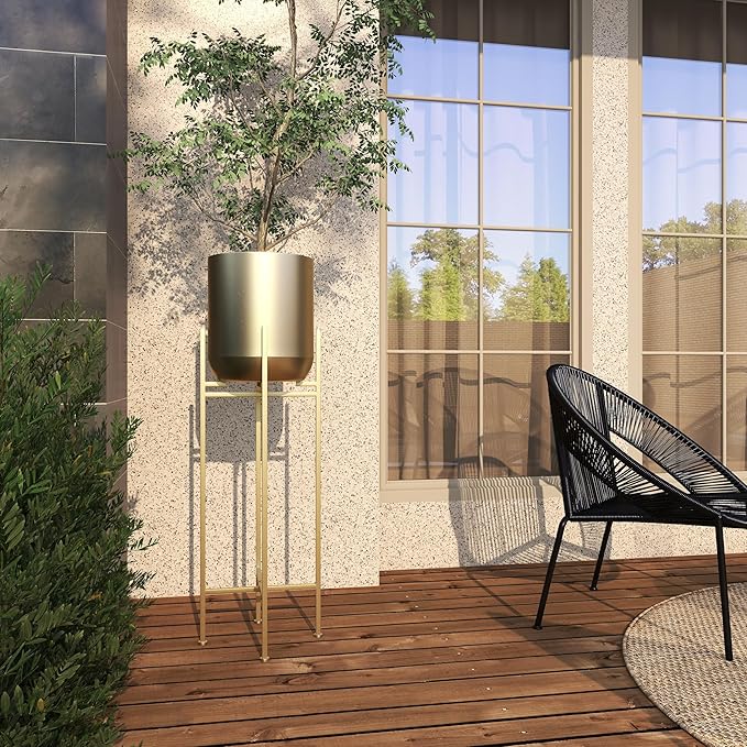 Deco 79 CosmoLiving by Cosmopolitan Modern Metal Round Planter, 13" x 13" x 41", Gold (081569)