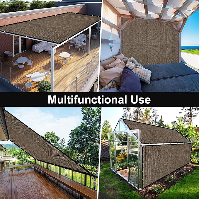 Artpuch 90% Sun Shade Cloth, 5 x 16 FT Pergola Shade Cover Canopy with Grommets, Sun Screen Fabric Tarp for Patio, Outdoor, Garden, Backyard, Mocha