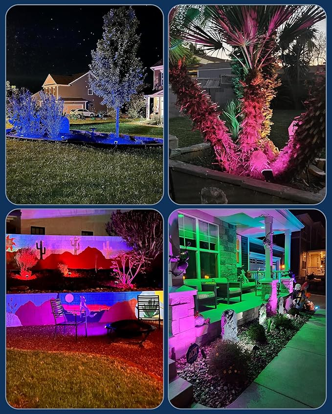 Solar Multicolor Lights Outdoor, 7 Lighting Modes Solar Light Outdoor Waterproof IP68, Color Changing RGB Powered Christmas Lights Outdoor for Garden Yard Patio Landscape Christmas Decorations