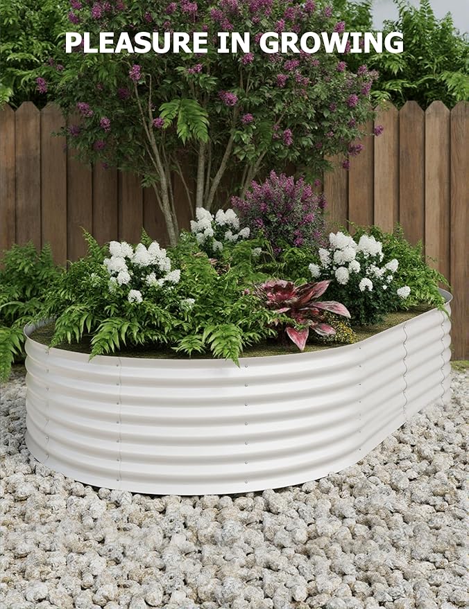 GarveeLife 10x4x1.5 ft Galvanized Raised Garden Bed - 18“ Tall Metal Planter Box for Vegetables, Flowers, Herbs, Rust-Resistant Outdoor Garden Box, Easy Assembly Raised Beds for Gardening, Beige