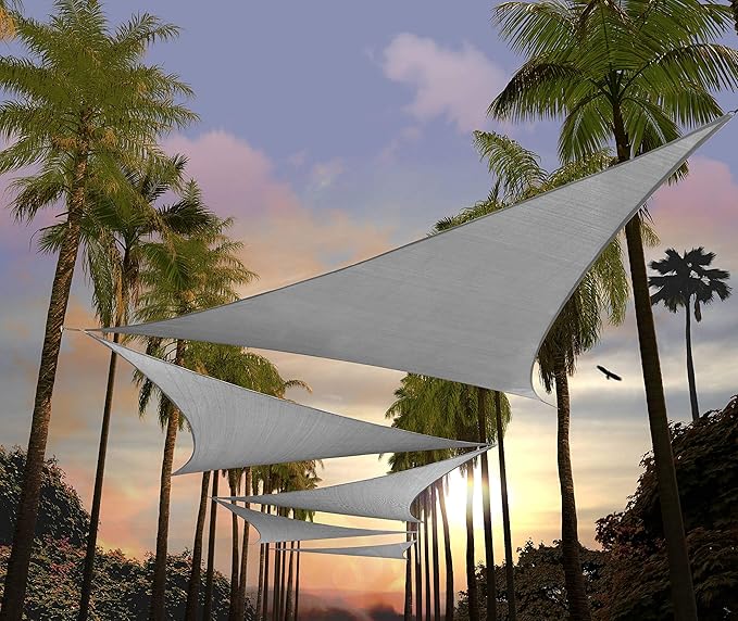 Amgo Custom Size 17' x 17' x 17' Gray Triangle Sun Shade Sail UPF50+ AGTAPRT12, Order to Make Canopy Awning, 95% UV Blockage, Water & Air Permeable, Commercial Standard (We Customize)