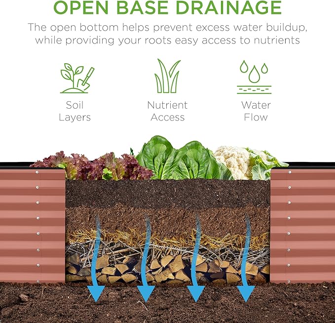 Best Choice Products 8x2x2ft Raised Outdoor Metal Garden Bed, Deep Root Box Planter for Vegetables, Flowers, Herbs, 240 Gallon Capacity, 100% Non Toxic Materials - Terracotta