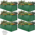 YITAHOME 6pcs 8x4x2 ft Galvanized Raised Garden Bed Kit, Large Metal Planter Box with Gloves, Safety Rubber & Support Rod, Outdoor Flower Bed for Plants Vegetables, Green