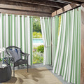 Sun Zero Valencia 2-Pack Cabana Stripe Indoor/Outdoor UV Protectant Energy Efficient Grommet Curtain Panel Pair, Spa Green, 54" x 108