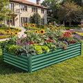 YITAHOME 8x4x1.5 ft Galvanized Raised Garden Bed Kit, Large Metal Planter Box with Gloves, Safety Rubber & Support Rod, Outdoor Flower Bed for Plants Vegetables, Green