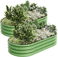 4x2x1ft-2pcs-Oval Raised Garden Bed Kit, Galvanized Planter Garden Boxes Outdoor, Metal Raised Garden Beds for Vegetables,Fruits, Flower,Green