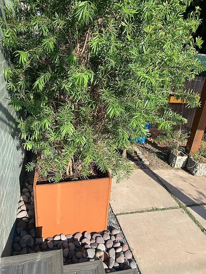 Corten Steel Planter Box Metal Square Planters 26 Inch Steel Large Outdoor Planter Tall Plant for Commercial Residential Patio and Backyard