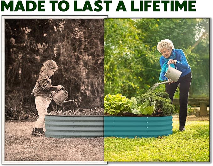Plant & Plot Galvanized Raised Garden Beds Outdoor // 4×2×1 ft Planter Raised Beds for Gardening, Vegetables, Flowers // Large Metal Garden Box (Turquoise)