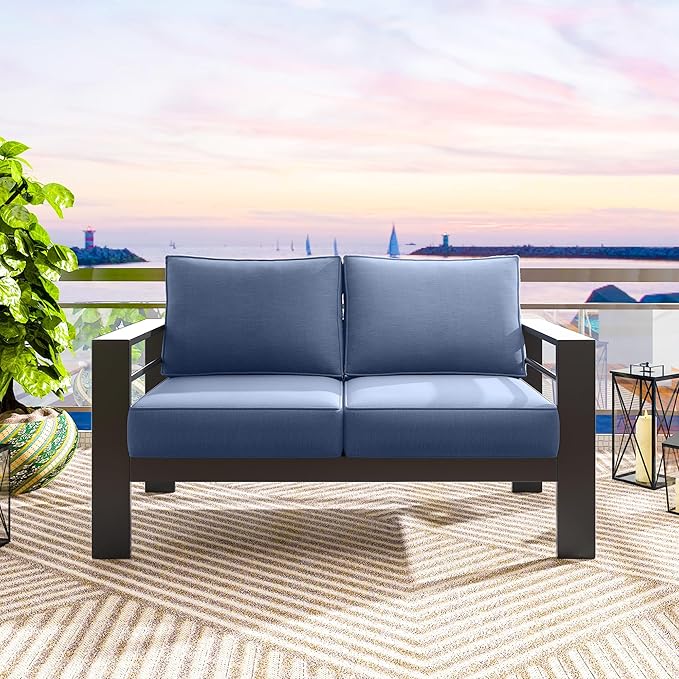 Solaste Aluminum Loveseat Patio Furniture, Weather-Resistant, Blue