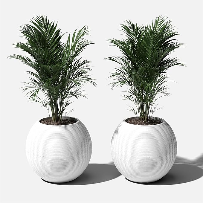 Veradek Strata Series Sphere Round Planter for Patio & Backyard | Durable Plastic-Stone Material | Modern Décor for Tall Trees and Plants