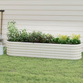 Galvanized Raised Garden Bed, Outdoor Planter Bed, Metal Planter Box for Gardening and Planting,8x2x1.5ft, Milk White