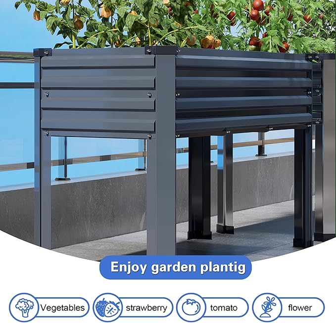 Galvanized Raised Garden Bed with Legs,2PCS 48×18×30in Elevated Planter Box for Backyard,Outdoor Garden, Patio, Balcony, 300lb Capacity,Grey
