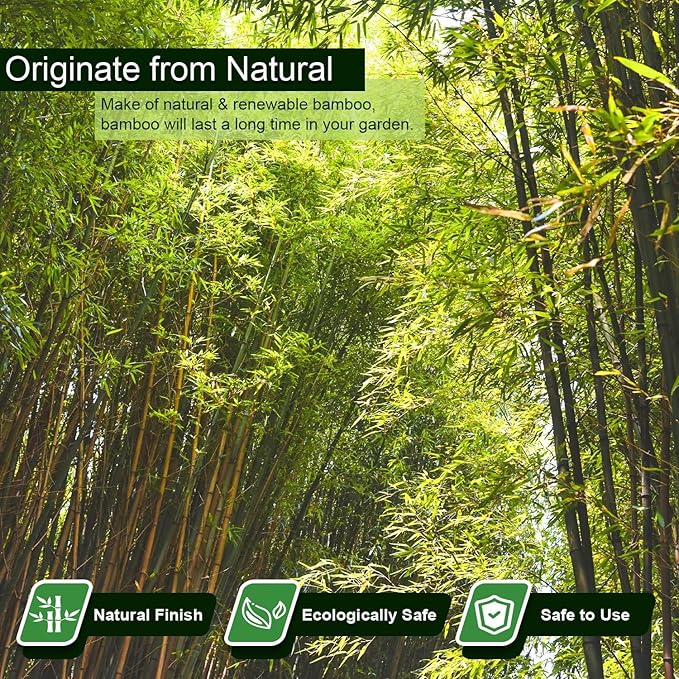 30pcs 3/10" D Thicker Heavy Duty Bamboo Stakes, 2FT Plant Stakes, Natural Garden Stakes for Tomato, Bean, Flowers,Trees Potted and Climbing Plant Support