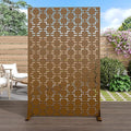 Casaphoria Metal Privacy Screen Outdoor, 72" H x 47" W Freestanding Decorative Privacy Screen for Patio Deck Balcony Garden with Stable Base, Brown-Square