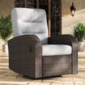 LayinSun Oversized Wicker Outdoor Swivel Glider Recliner with Adjustable Backrest & Footrest, Patio Reclining Lounge Chair