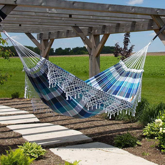 Vivere Authentic Brazilian Cotton Hammock - 450 lb Capacity (Marina)