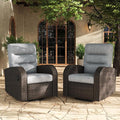 LayinSun Oversized Wicker Outdoor Swivel Glider Recliner with Adjustable Backrest & Footrest, Patio Reclining Lounge Chair - Set of 2