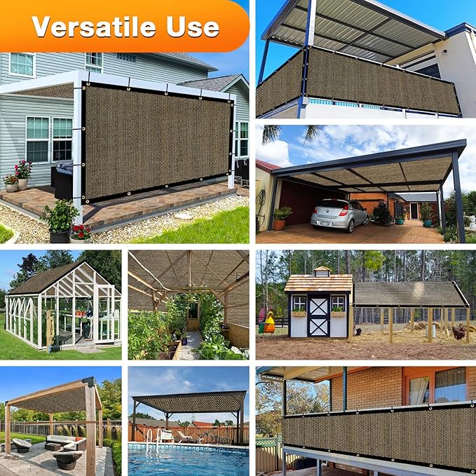 Artpuch Outdoor Pergola Shade Cover 6x11 FT Sun Shade Cloth with Grommets Mocha 90% UV Protection Canopy Patio Privacy Screen (Customized Available)