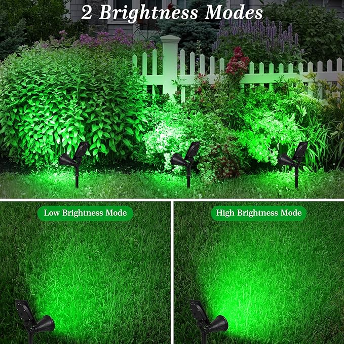T-SUN Green Solar Spotlights, IP65 Waterproof Outdoor 4 LED Solar Garden Lights, Auto ON/Off Adjustable Wall Lights, 180°Angle Adjustable for Tree,Patio,Yard,Driveway,Stairs,Pool Area (Green-4 Pack)