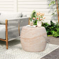 Christopher Knight Home Jayme 20.25" Indoor Outdoor Oval Accent Side Table, Patio Decorative End Table, Lightweight Concrete Garden Stool for Patio Living Room Balcony & Garden Decor, Travertine