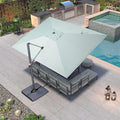 PURPLE LEAF Patio Umbrella 9' X 11.5' Rectangle Cantilever Umbrella Large Aluminum Outdoor Umbrellas with 360-degree Rotation & UPF40+ Premium Fabric for Deck Pool Garden Yard, Mint Green
