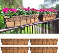 LaLaGreen Wall Mounted Planters - 30 Inch, 4 Pack Window Flower Boxes Basket Outdoor, Balcony Planter Over The Rail, Deck Railing Hanging with Coco Liners, Metal Horse Troughs Fence Patio Porch