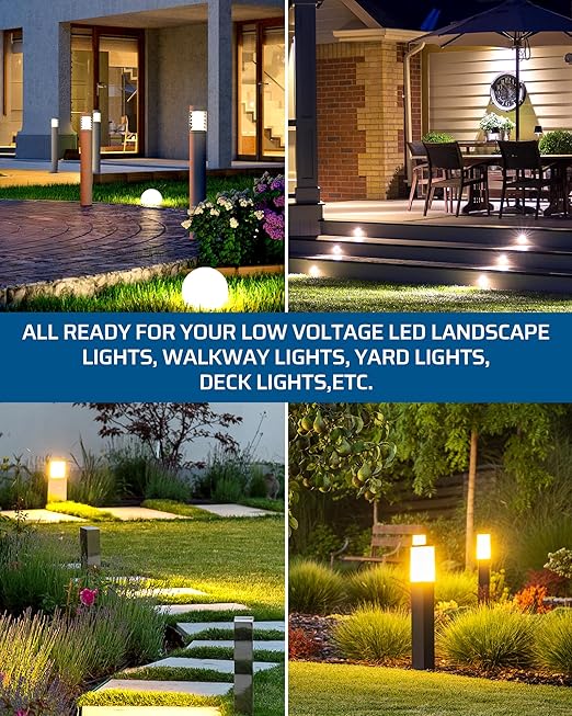 DEWENWILS 300W Low Voltage Landscape Lighting Transformer, 120V to 12/15V AC, Weatherproof Low Voltage Landscape Transformer with Photocell & Timer, Multi Zone Landscape Lighting Transformer