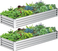 2PCS 8x2x1FT Galvanized Raised Garden Bed, Galvanized Planter Raised Garden Boxes Outdoor, Large Metal Raised Garden Beds for Vegetables-Silver