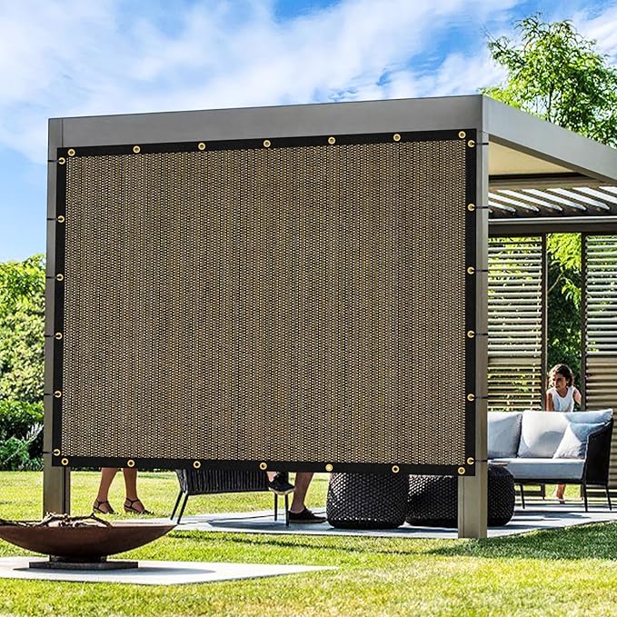 Artpuch Outdoor Pergola Shade Cover 5x12 FT Sun Shade Cloth with Grommets Mocha 90% UV Protection Canopy Patio Privacy Screen (Customized Available)