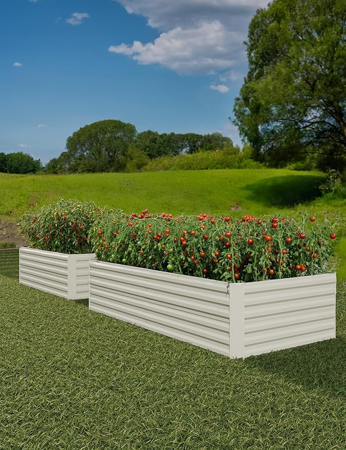 GarveeLife 2pcs 8x4x2 ft Galvanized Raised Garden Bed, 24" Tall Metal Planter Box for Flowers Vegetables, Rust-Resistant Raised Garden Beds for Gardening, Easy Assembly Outdoor Garden Box & Planters