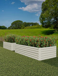 CABIHOME 2 Pcs 8x4x2 Ft Galvanized Raised Garden Bed, Deep Root Planter Box for Vegetables, Flowers, Herbs- Large Metal Raised Garden Bed Kit for Outdoor Use, Beige