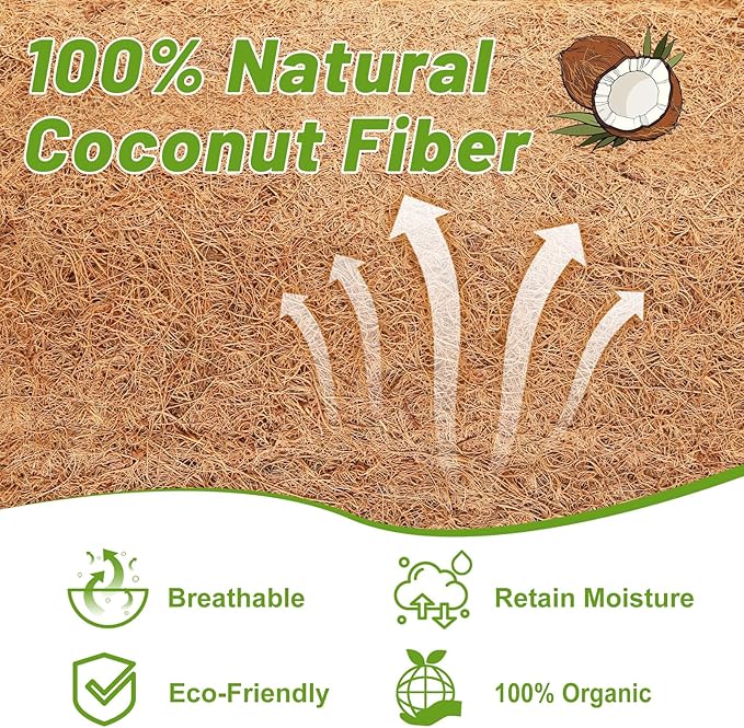 Remiawy Coco Liner Fiber Roll, 16 x 40 Inch Natural Coconut Coir Liner Sheet Coco Mat for Planter Flower Basket, Garden Decoration, Reptile Carpet, Animal Pet Pad, Window Box, DIY Moss Pole, Tortoise