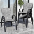 Patio Chairs Set of 6, Stackable Outdoor Dining Chairs for All Weather Textilene Fabric & Metal Frame, Outdoor Chairs Set for Backyard Deck Garden