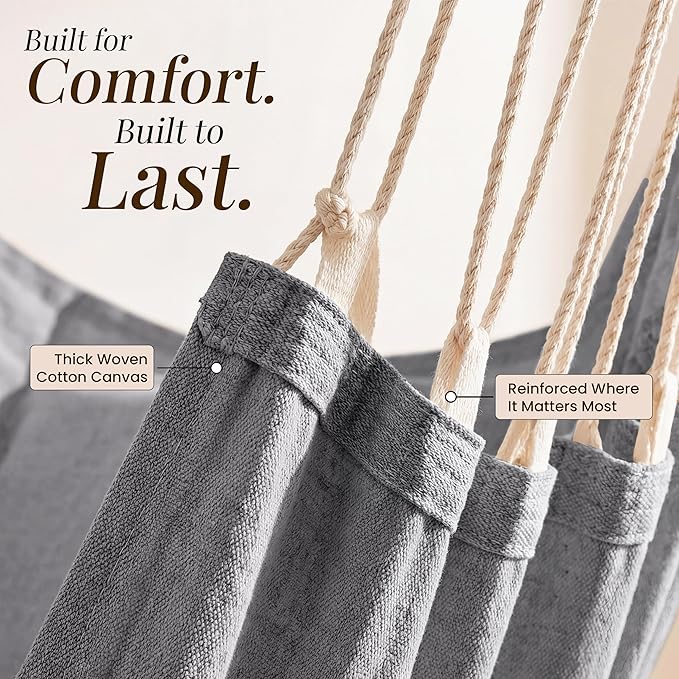 Hanging Hammock Chair Swing - Hammock Swing Chair with Foot Rest - Indoor/Outdoor Hanging Chair - Quick & Easy Setup with Durable Hardware – Spacious Full Body Support – Holds 440 Lbs