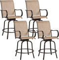 Yaheetech Patio Swivel Barstools Outdoor Chairs Set of 4, High Bistro Stools Outdoor Furniture, All-Weather Patio Stools for Outside, Beach, Lawn, Poolside and Garden, Brown