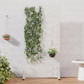 Casaphoria Metal Privacy Screen Outdoor, 60" H x 30" W Freestanding Decorative Privacy Screen for Patio Deck Balcony Garden with Stable Base, White-Square