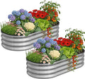 Galvanized Metal Raised Garden Bed Kit for Outdoor Planter Boxes with Easy Assembly,Oval Large Galvanized Gardening Raised Bed for Vegetables, Fruits, Flower (Silver, 4 * 2 * 1ft-2P)