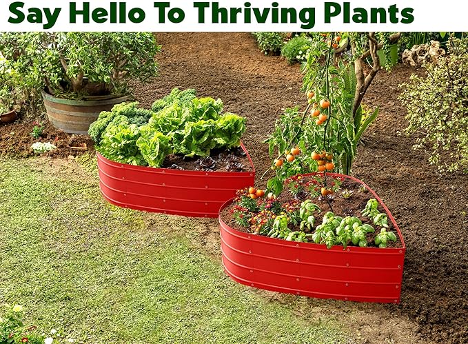 Plant & Plot Galvanized Raised Garden Beds Outdoor // Planter Raised Beds for Gardening, Vegetables, Flowers // Large Metal Garden Box (Red) // Tool-Free Assembly