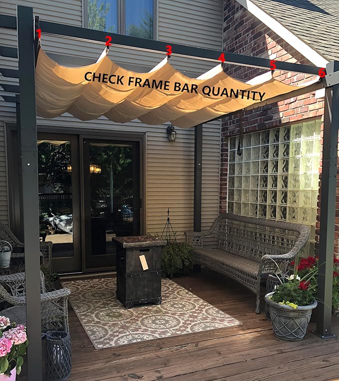 Pergola Shade Cover Replacement Canopy Top Compatible with 10 X 12 ft 6-Bar Pergola Frames - Beige (Canopy Size 116" W x 120" L, Canopy Top Only)