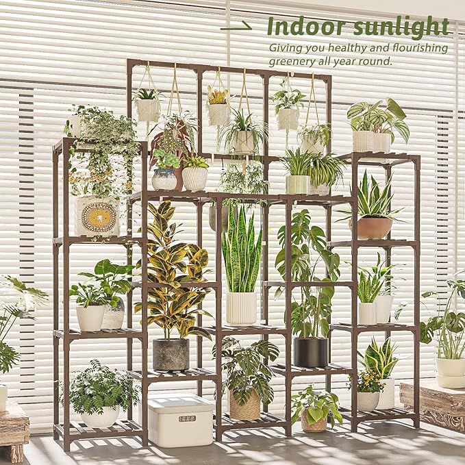 Plant Stand Indoor with Grow Light 14 tiers Large Plant Shelf for Indoor Plants Display Heavy Duty Plant Rack for Living Room Patio Decor