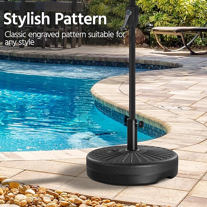 Yaheetech Umbrella Base 85.7lbs Round Water & Sand Filled Patio Outdoor Umbrella Stand with Steel Umbrella Holder Suit for Dia 1.5'' or 1.9'' Umbrella Pole, Black