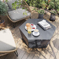 UPHA Outdoor Hexagon Coffee Table, Small Modern Minimalist Accent Tables, Low Light Concrete Center Table for Living Room, Outside Patio, Deck, 35×30.7×15, Dark Gray