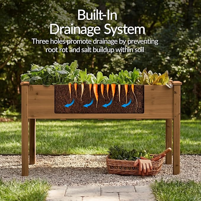 Best Choice Products 48 x 24 x 30 Inches Raised Garden Bed, Elevated Wood Planter Box Stand for Backyard, Patio, Balcony with Bed Liner, 200 Pound Capacity - Acorn Brown