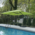 PURPLE LEAF 8' X 8' Patio Umbrella for Pool 7' High Offset Outdoor Cantilever Umbrella Swimming Pool Umbrella with 360°Rotation for Poolside Apple Green