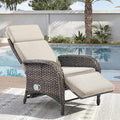 Zero Gravity Wicker Patio Recliner Chair - Wicker Outdoor Lounge Chair with Adjustable Backrest & Footrest, All Weather Outdoor Reclining Chairs with Thick Cushion for Pool Deck Beige