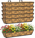 Y&M 30 Inch Window Deck with Coco Liner, Fence Metal Hanging Flower Planter Window Basket Deck Railing Planter Boxes for Outdoor Garden Lawn-Butterfly, 6pcs