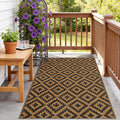 SAND MINE Reversible Mats, Plastic Straw Rug, Modern Area Rug, Large Floor Mat and Rug for Outdoors, RV, Patio, Backyard, Deck, Picnic, Beach, Trailer, Camping, Black & Brown, 3' x 5'